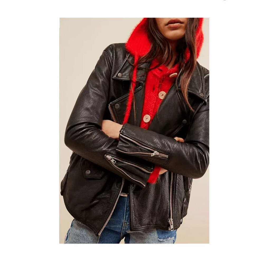 Free People Black Leather Moto Jacket - Picture 12 of 15